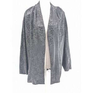 Stefano Worldwide Vintage Satin Open Floral Black Blazer Jacket Size XL USA